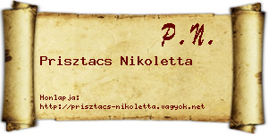 Prisztacs Nikoletta névjegykártya